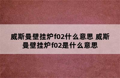 威斯曼壁挂炉f02什么意思 威斯曼壁挂炉f02是什么意思